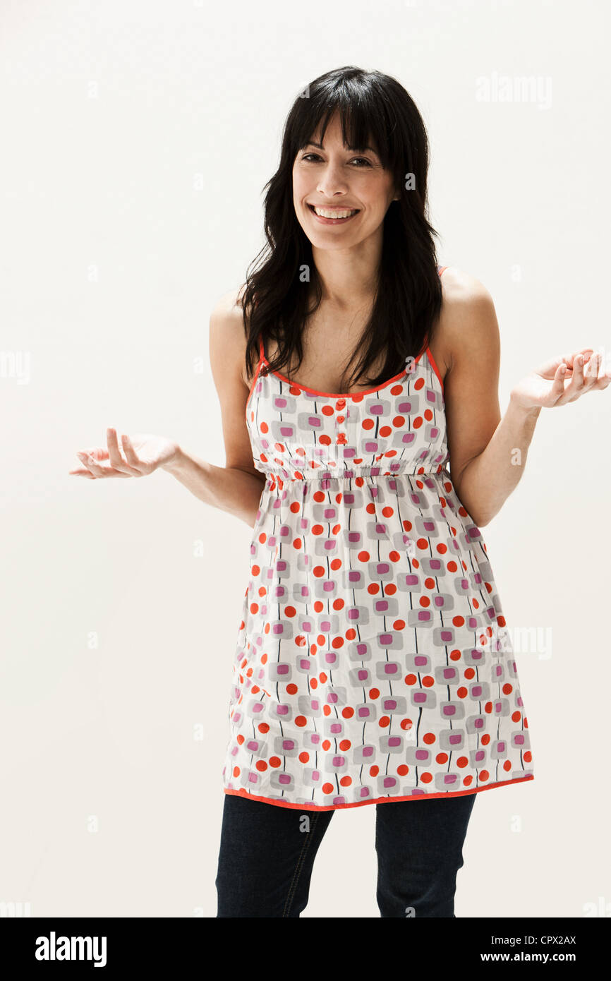 Ritratto di donna matura, studio shot Foto Stock