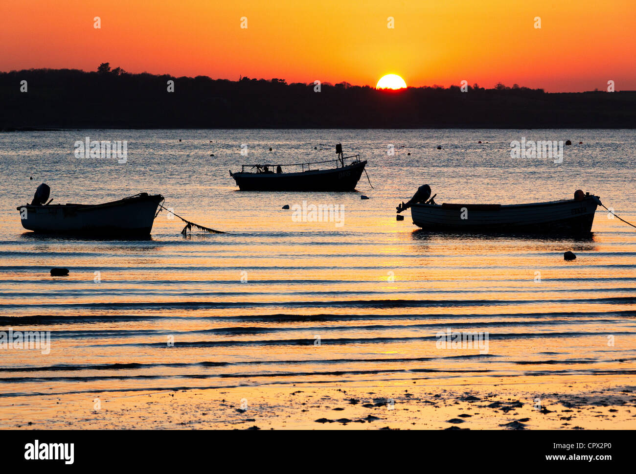 Tramonto, skerries Harbour, Dublino, Irlanda Foto Stock