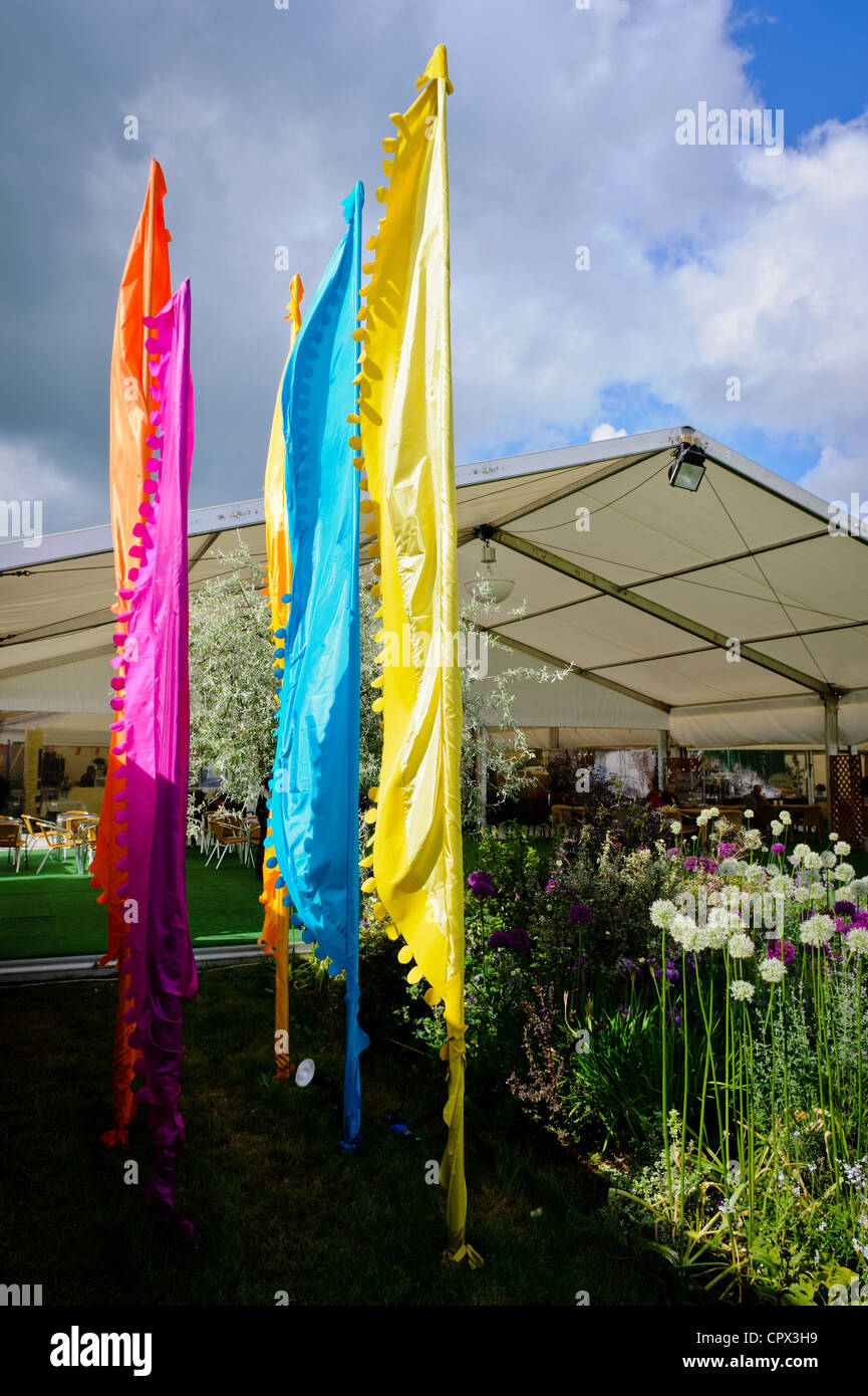 Bandiere colorate al 2012 Hay Festival. Foto Stock