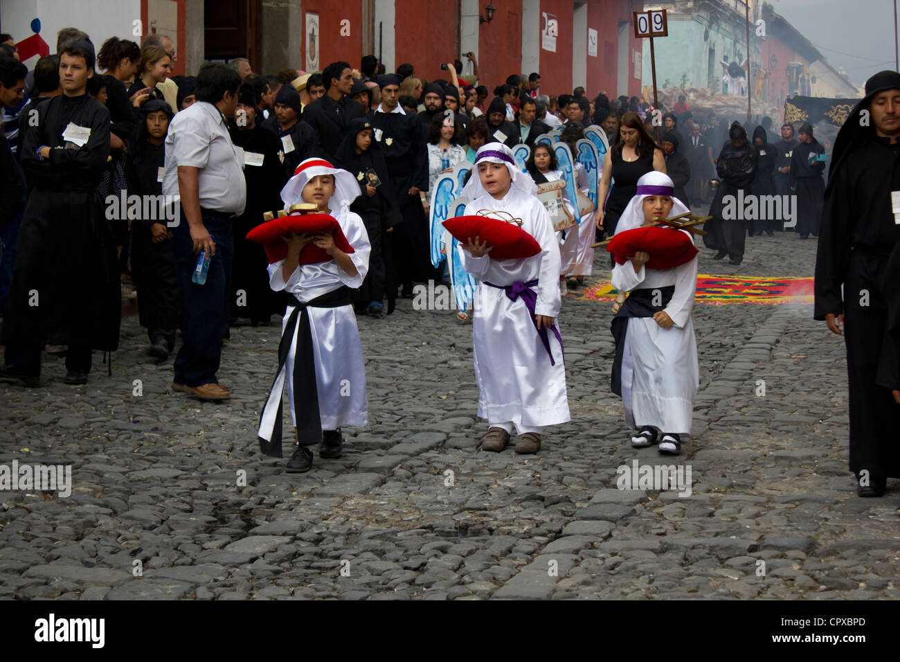 Processione attorno a Antigua Guatemala Foto Stock