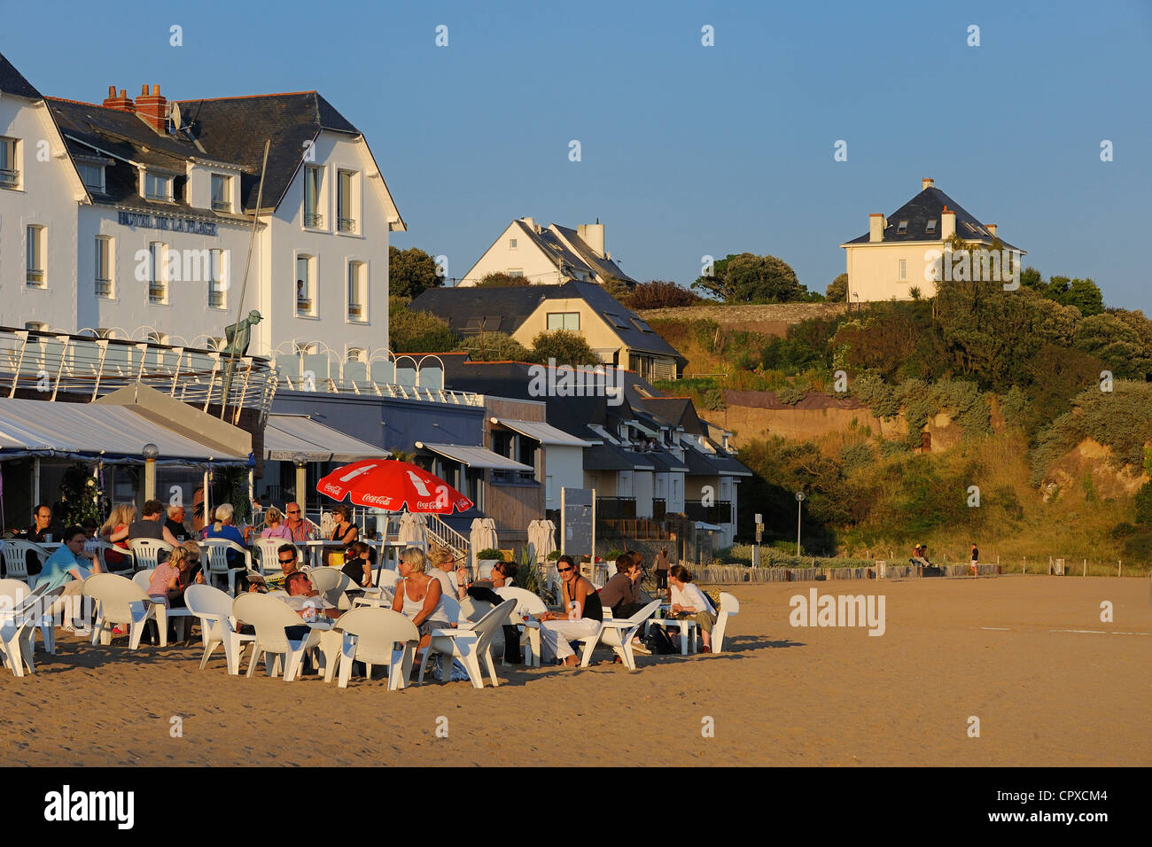 Francia, Loire Atlantique, Saint Nazaire, St Marc spiaggia dove è stato riprese les Vacances de Monsieur Hulot di Jacques Tati Foto Stock