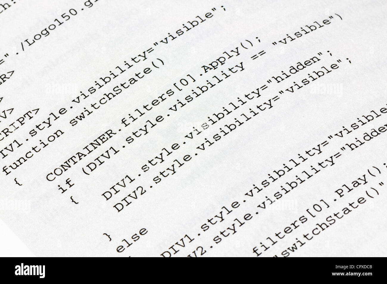 La sezione di codice Javascript in codice per computer Foto Stock
