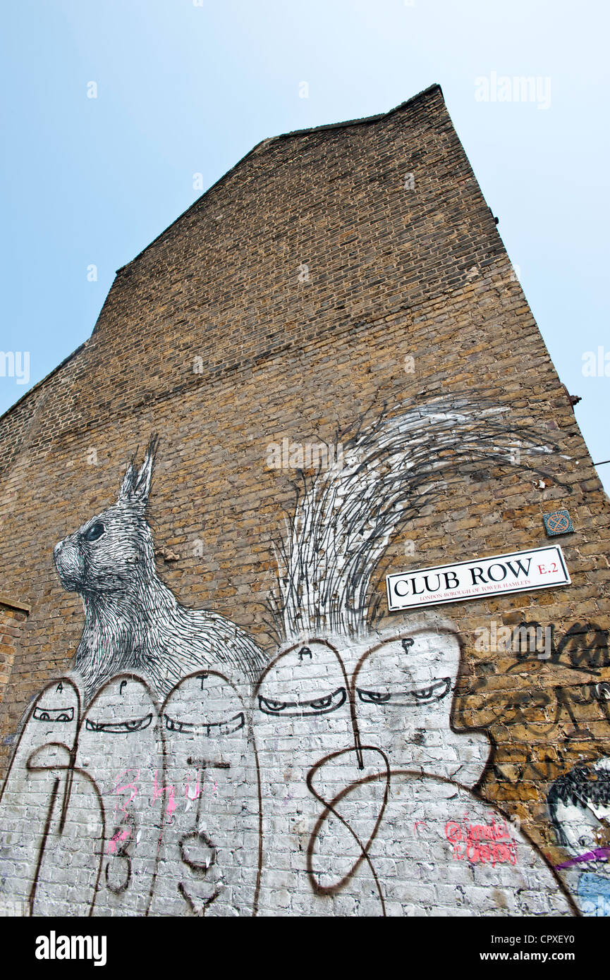 I graffiti sulla parete in East London, London, Regno Unito Foto Stock
