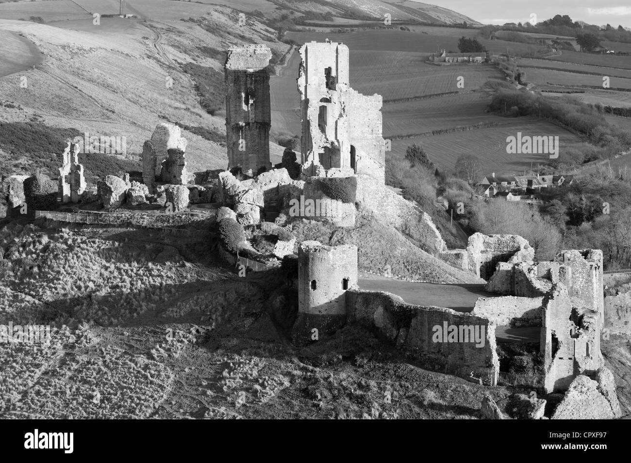 Corfe Castle, Dorset, England, Regno Unito Foto Stock