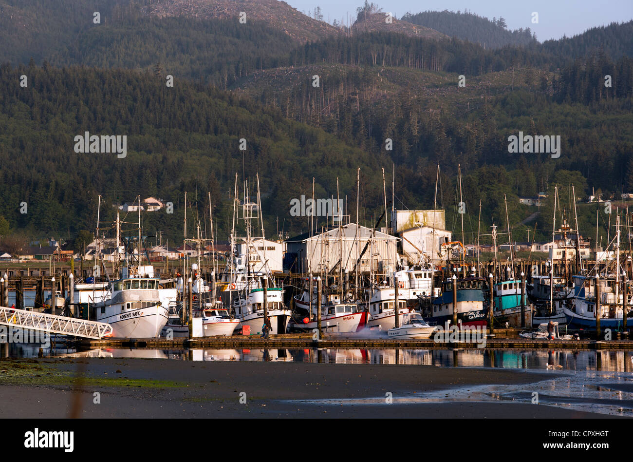 Wharf a Neah Bay, Washington, Stati Uniti d'America Foto Stock