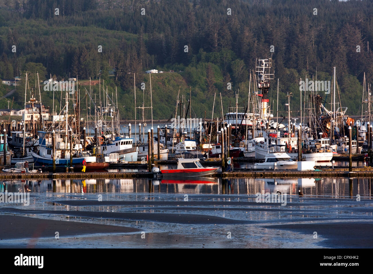 Wharf a Neah Bay, Washington, Stati Uniti d'America Foto Stock