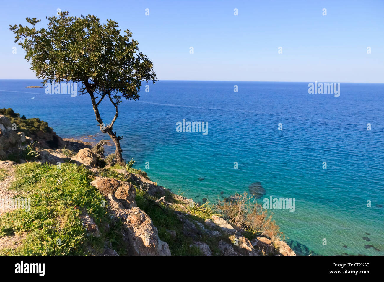 Vista della baia di Chrysochous dalle colline della penisola di Akamas Foto Stock