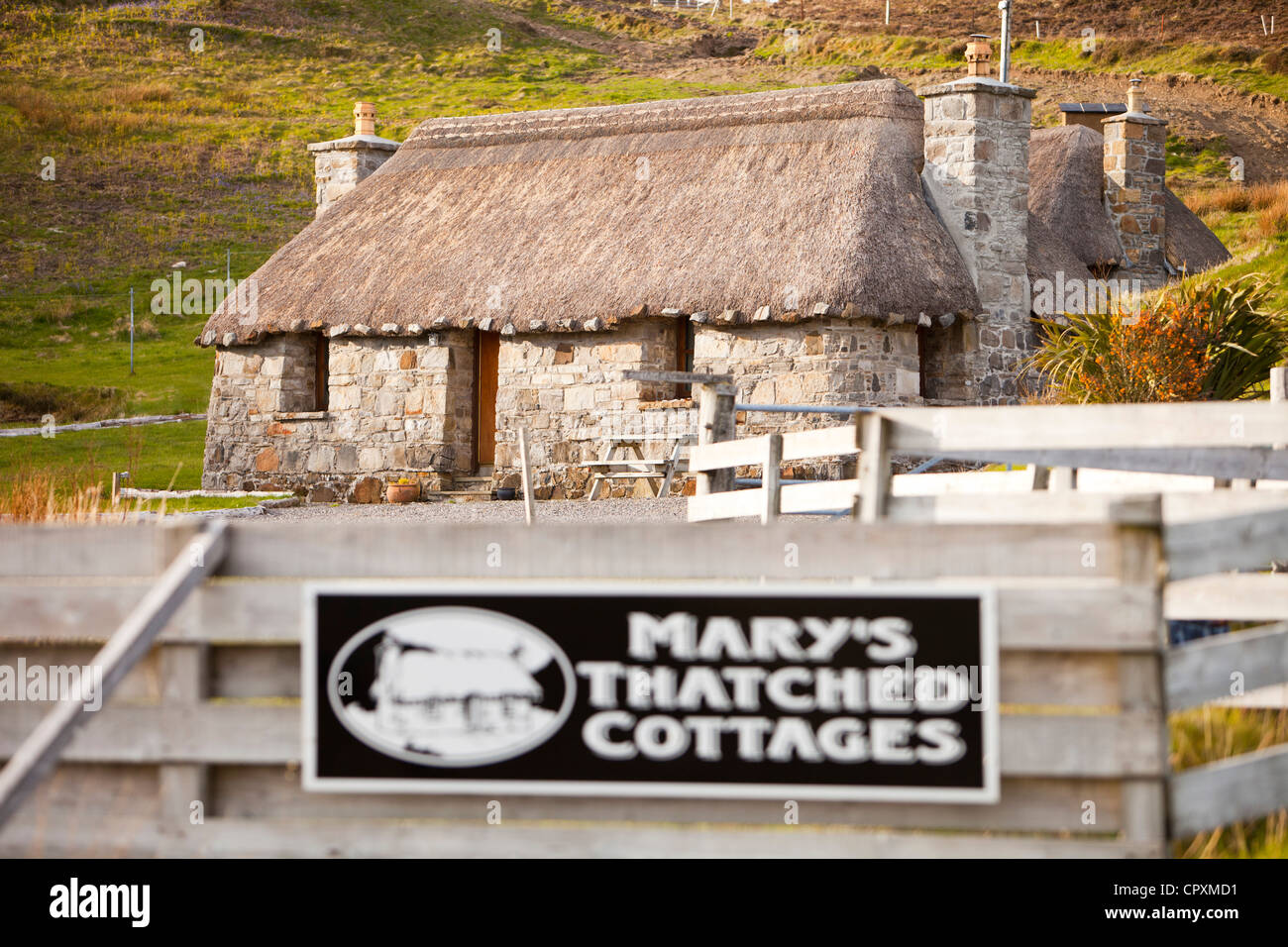 Case vacanze a Elgol sulla penisola Strathaird, Isola di Skye, Scotland, Regno Unito. Foto Stock