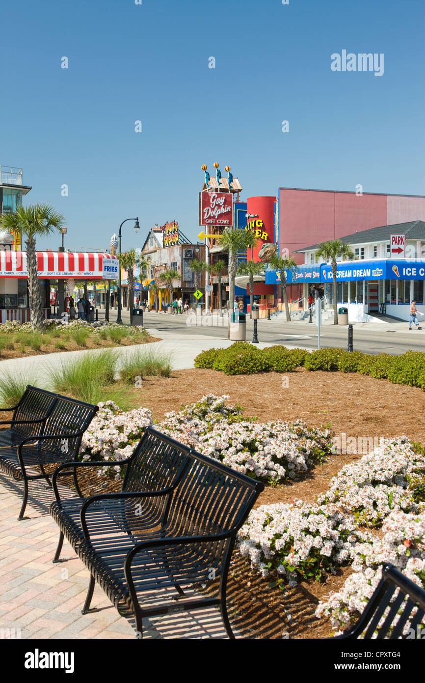 Panchine OCEAN BOULEVARD DOWNTOWN Myrtle Beach South Carolina USA Foto Stock