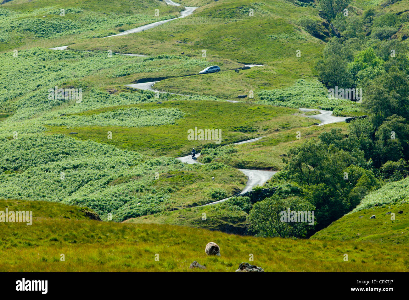 Hard Knott passano nel Parco Nazionale del Distretto dei Laghi, Cumbria, Regno Unito Foto Stock