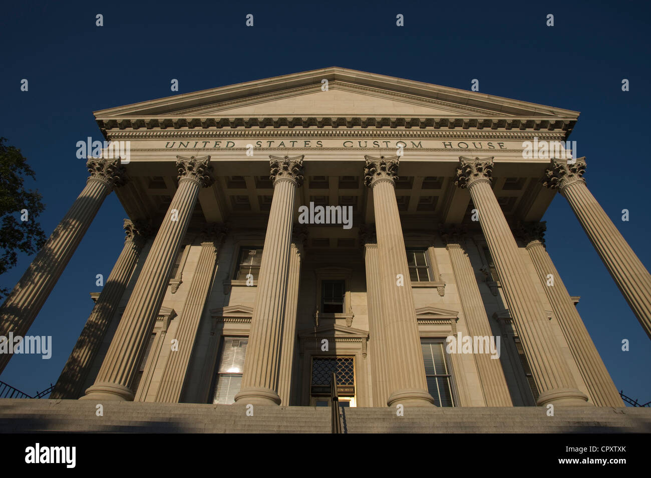 Stati Uniti Custom House portico di Charleston, Carolina del Sud e Stati Uniti d'America Foto Stock