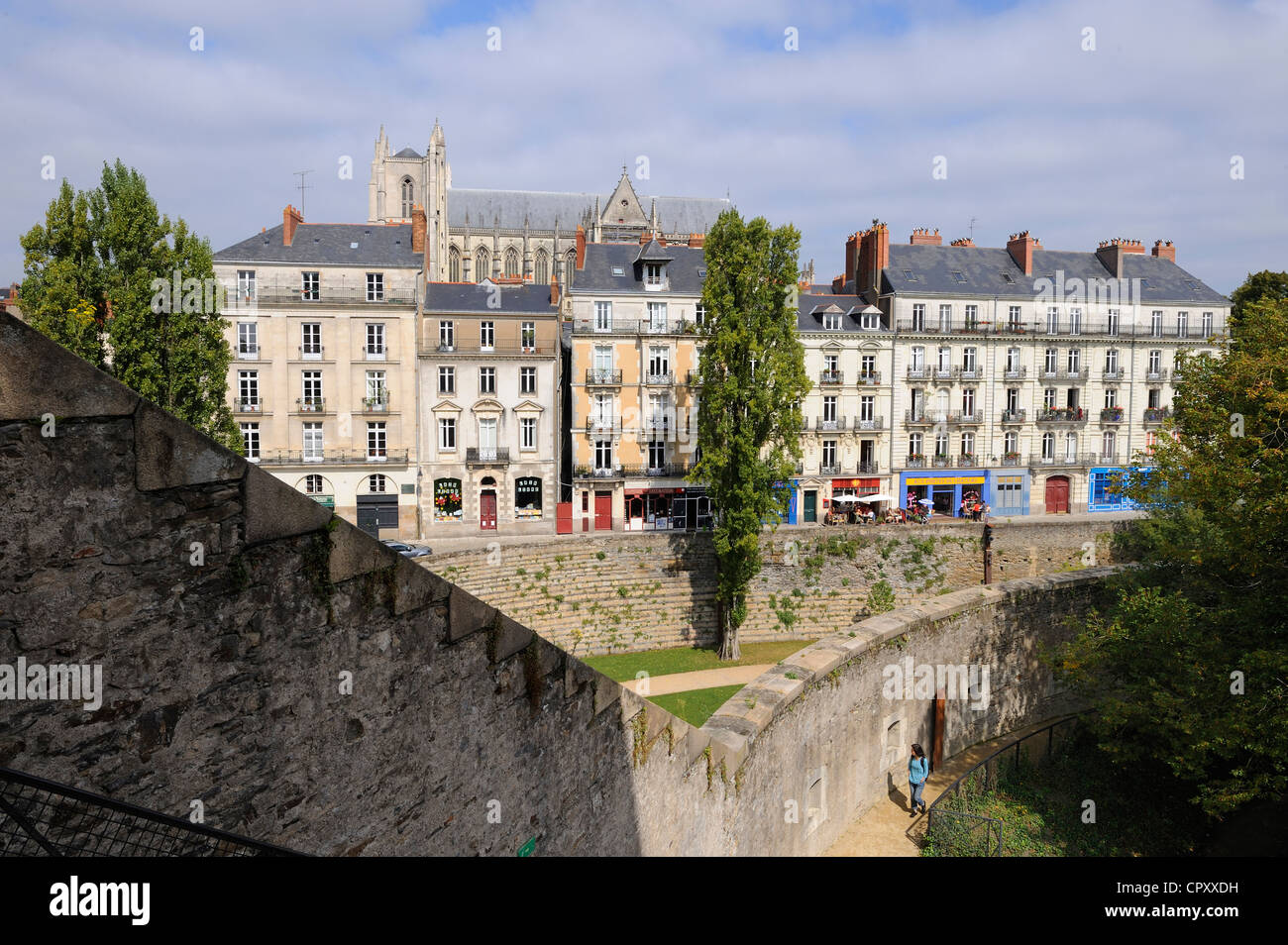 Francia, Loire Atlantique, Nantes, Château des Ducs de Bretagne, Torre delle alte mura Foto Stock