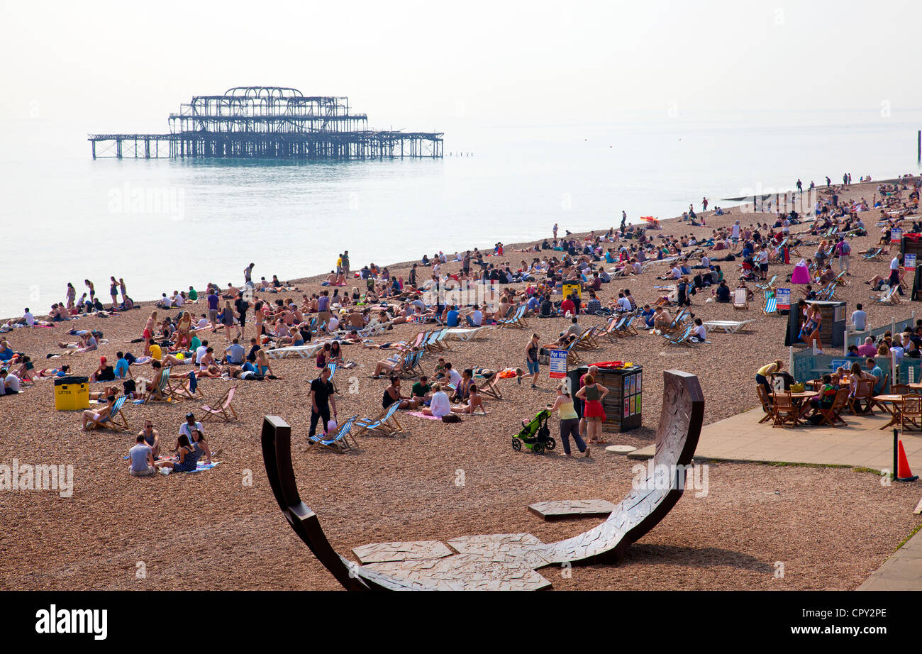 La spiaggia di Brighton - REGNO UNITO Foto Stock