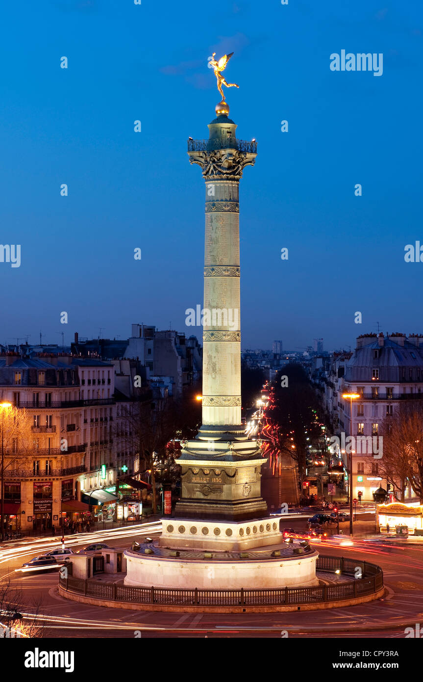 Francia, Parigi, piazza della Bastiglia, La Colonne de Juillet (Colonna di Luglio) Foto Stock