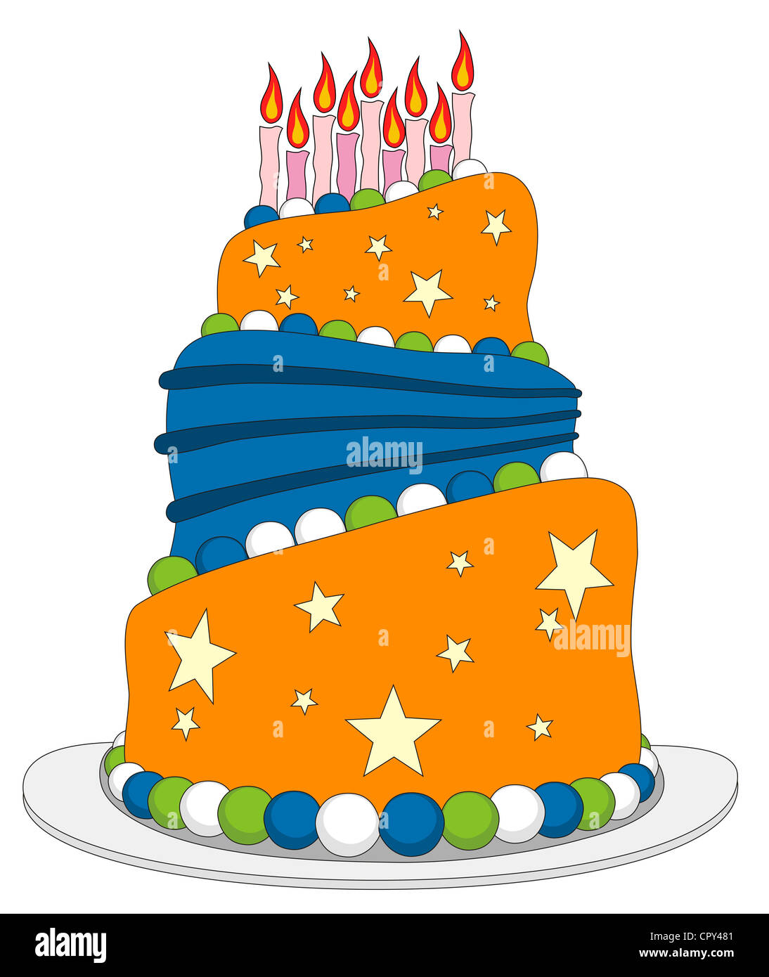 Illustrazione Vettoriale di torta di compleanno in stile cartone animato  Foto stock - Alamy