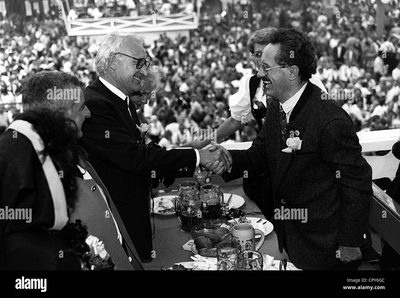 Ude, Christian, * 26.10.1947, politico tedesco (SPD), a metà lunghezza, con Edmund Stoiber, oktoberfest, festival della birra di Monaco, , Foto Stock