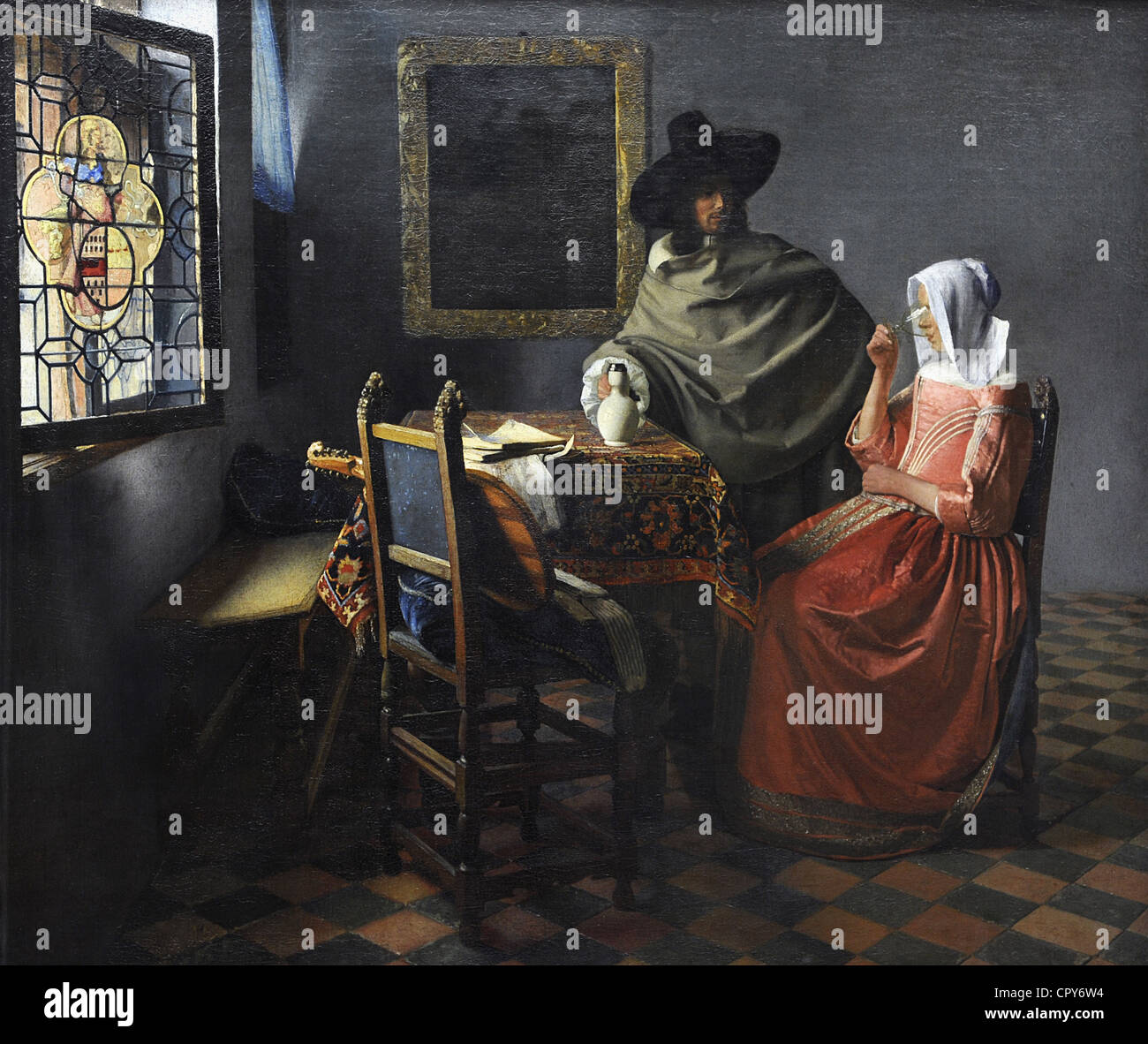 Johannes Vermeer (1632-1675). Il bicchiere di vino, c. 1658-1660. Gemaldegalerie. Berlino. Germania. Foto Stock