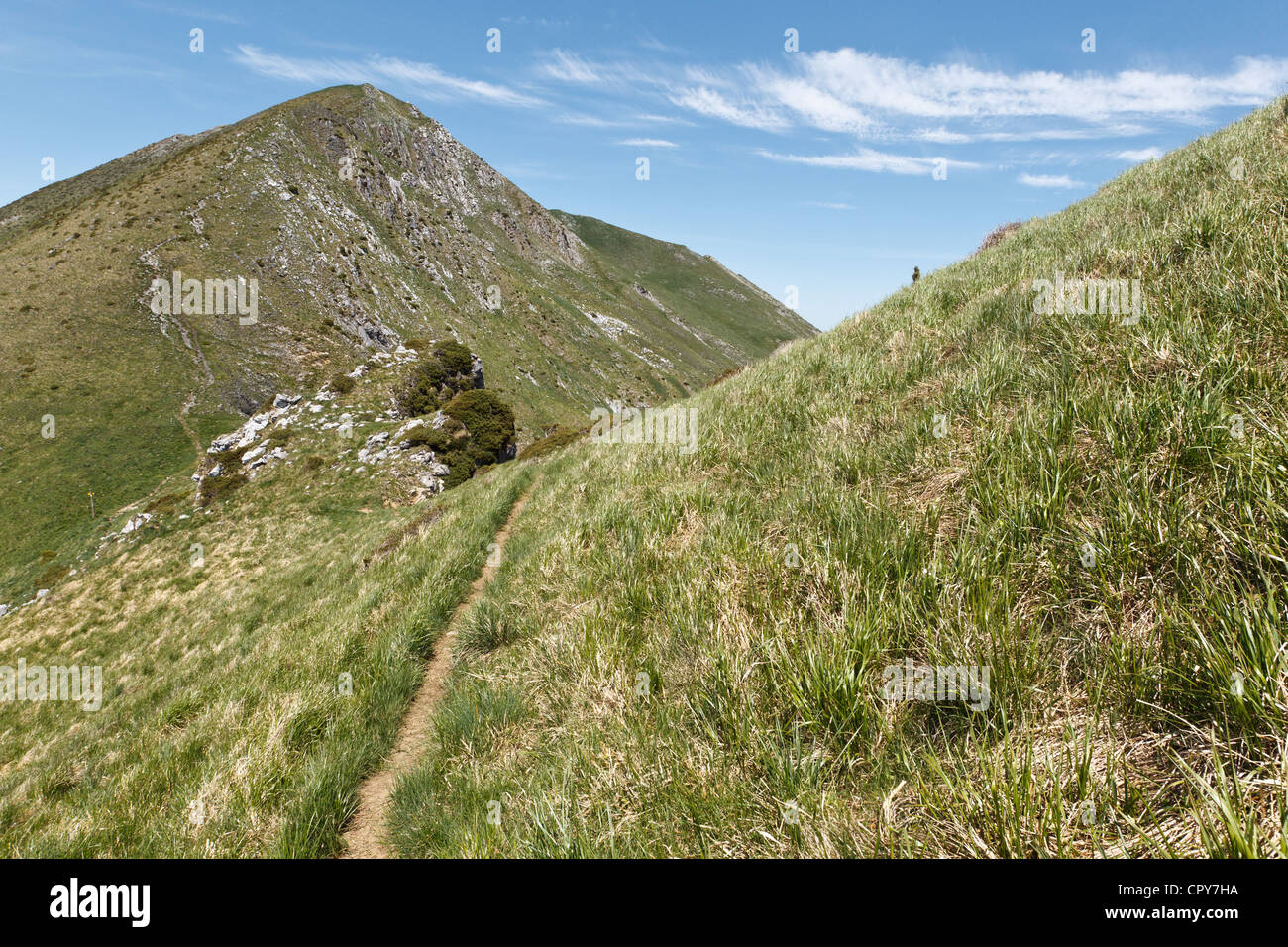 Vista del Sommet de Pique Poque durante la salita al Monte Cagire Foto Stock