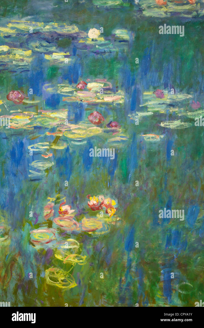 Dettaglio, gigli d'acqua, Claude Monet, Musee de l'Orangerie Museum, Parigi, Francia, Europa Foto Stock