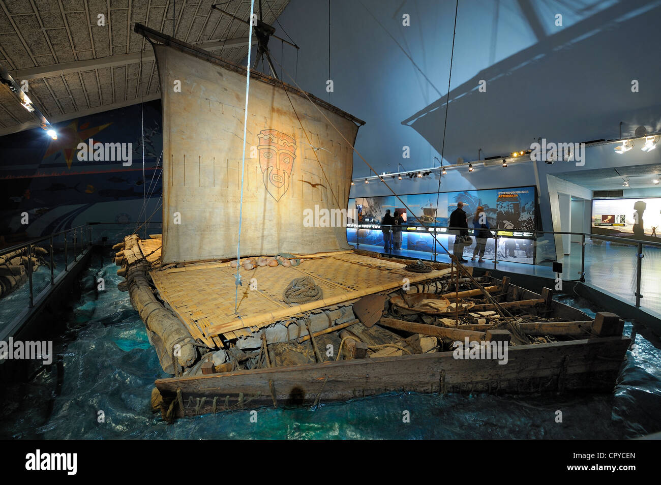 Norvegia Oslo Penisola di Bygdoy Museo Kon-Tiki Thor Heyerdahl Kon-Tiki della zattera che ha attraversato il Pacifico dal Perù alla Polinesia francese in 1947 Foto Stock