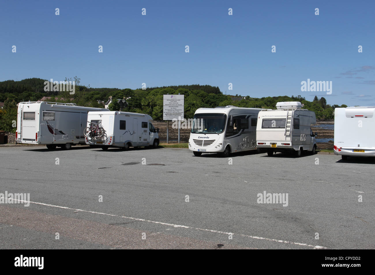 Camper parcheggiato broadford isola di Skye in Scozia giugno 2012 Foto Stock