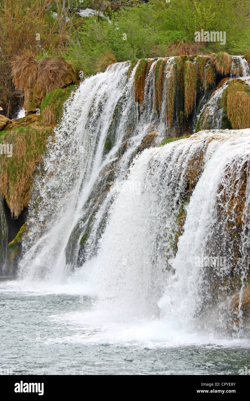 Parco nazionale di Krka, cascata sul fiume Krka, Croazia Foto Stock