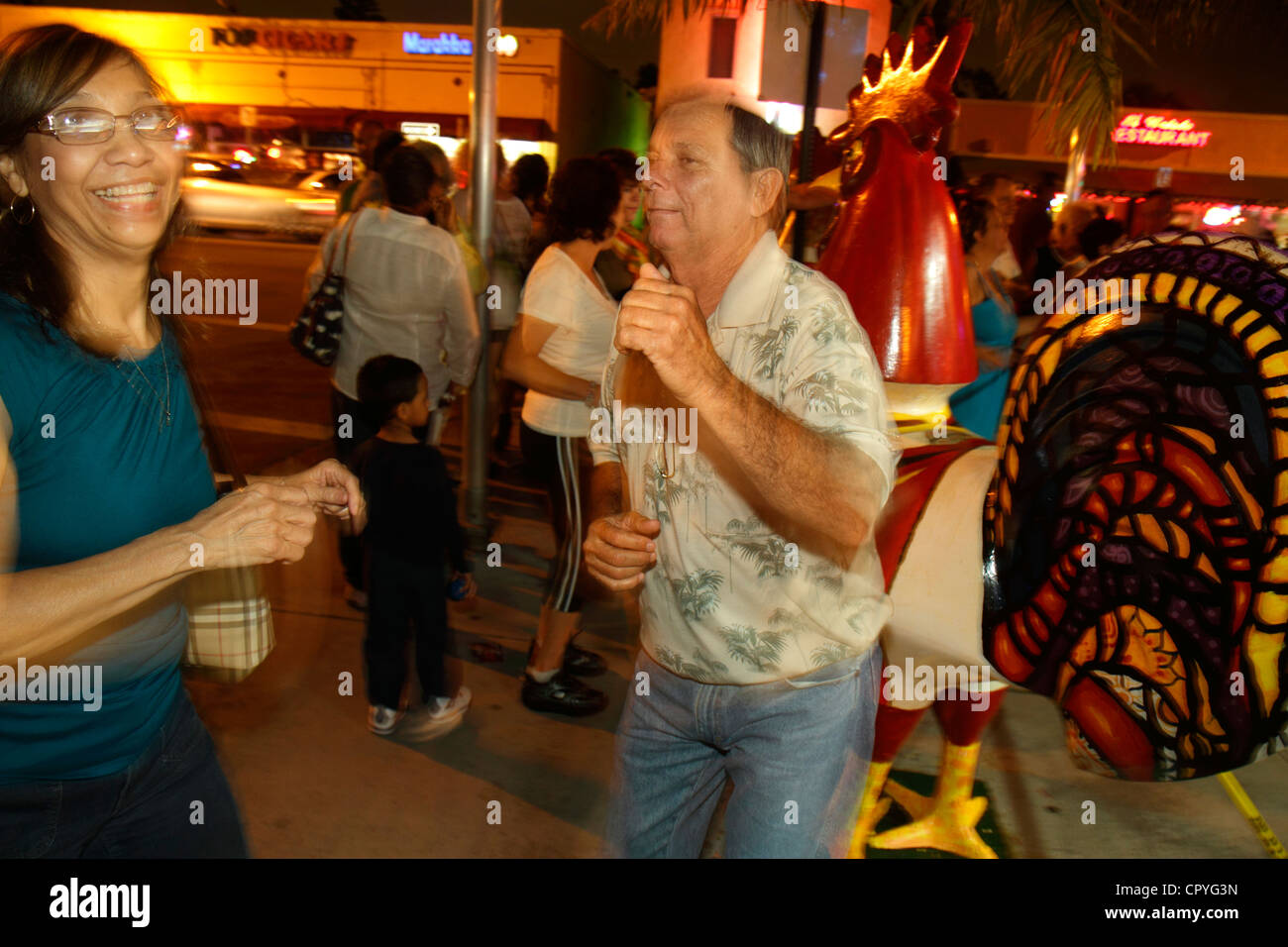 Miami Florida,Little Havana,Calle Ocho,Viernes Culturales,Cultural Fridays,Monthly Street festival,event,ispanic Latino etic immigrate immigrate Foto Stock