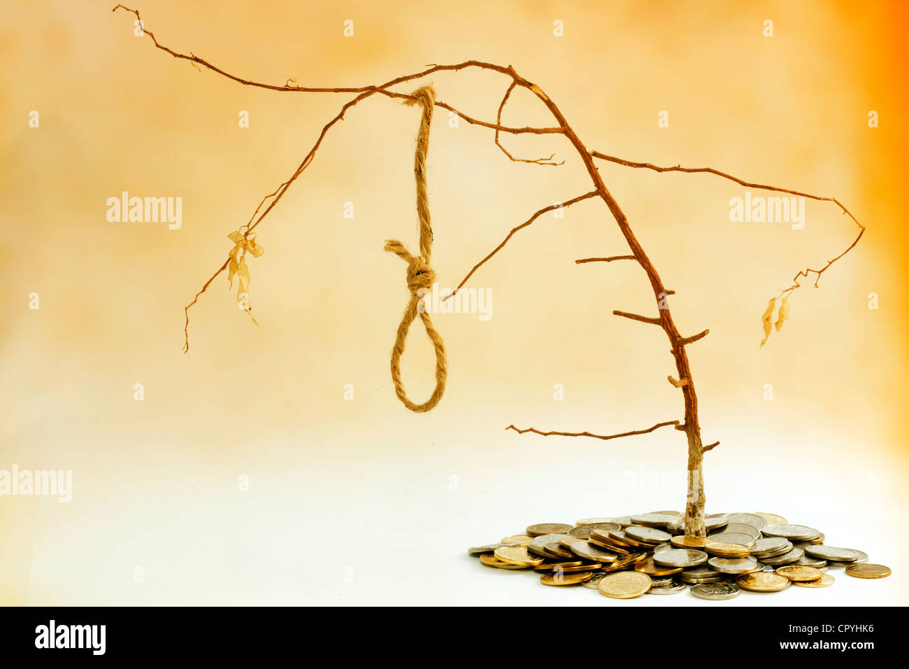 Tre appassite la nozione e risparmiare denaro nessun risultato metafora Foto Stock