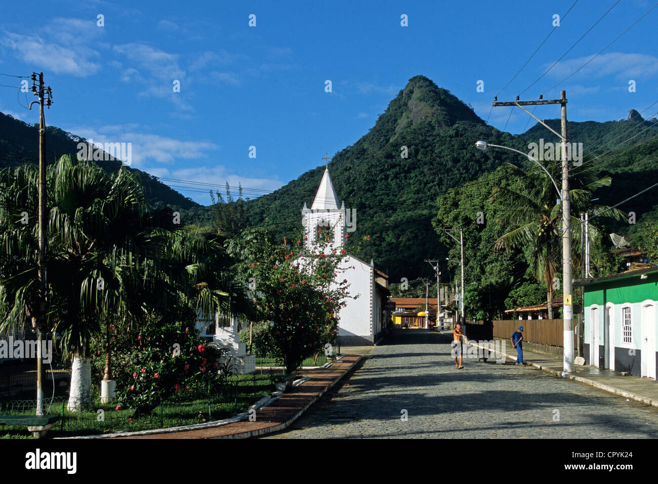 Il Brasile, Stato di Rio de Janeiro, Costa Verde, Ilha Grande, Vila do Abraao Village Foto Stock