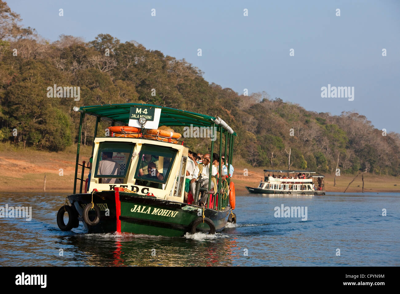 India Kerala State, Perriyar, gita in barca sul lago di scoprire la fauna Foto Stock
