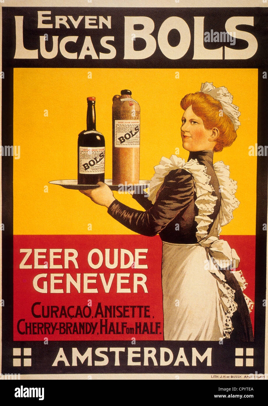 Paesi Bassi, Amsterdam, vecchio annuncio di gin Foto Stock