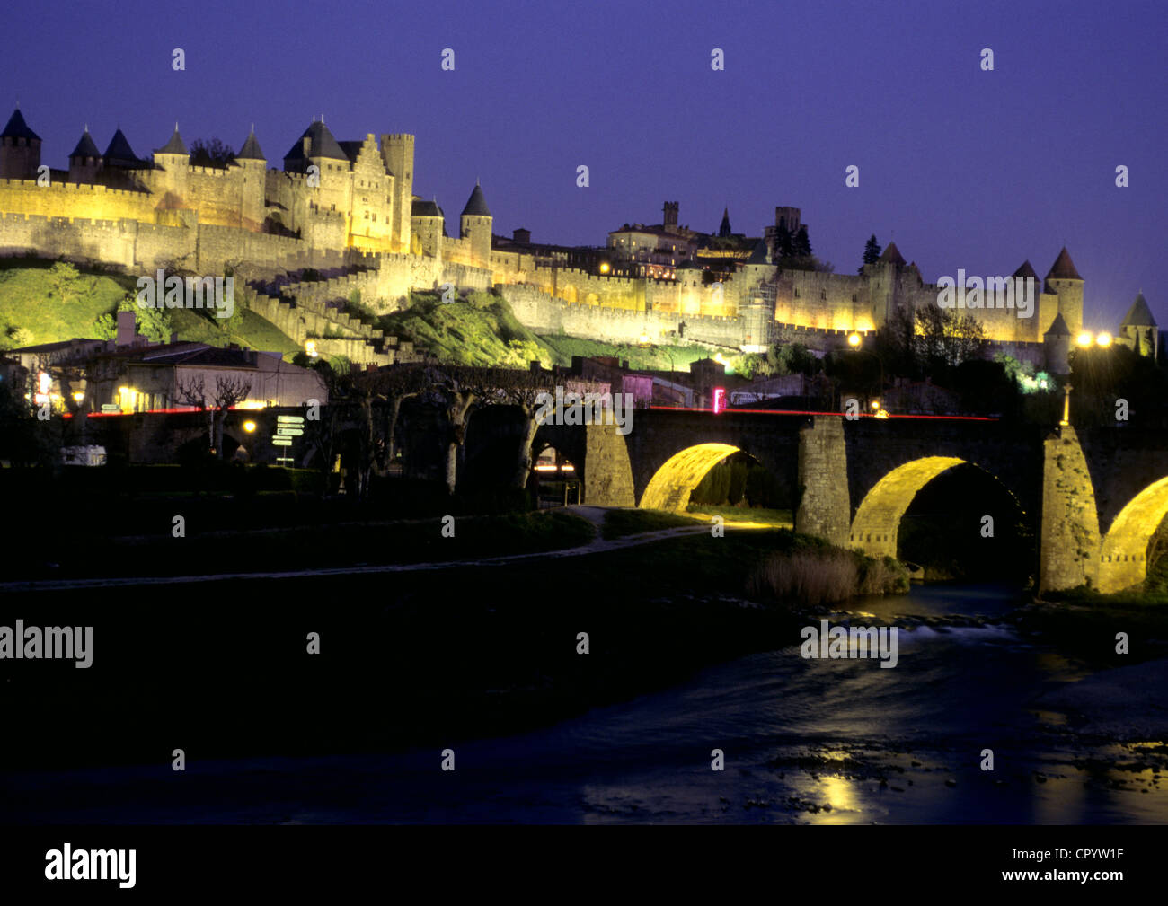 Francia, Aude, Carcassonne, città medievale elencati come patrimonio mondiale dall' UNESCO Foto Stock