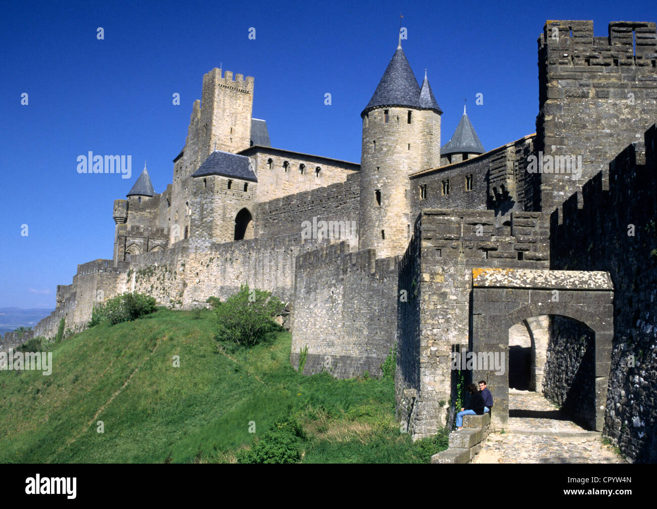 Francia, Aude, Carcassonne, città medievale elencati come patrimonio mondiale dall' UNESCO Foto Stock