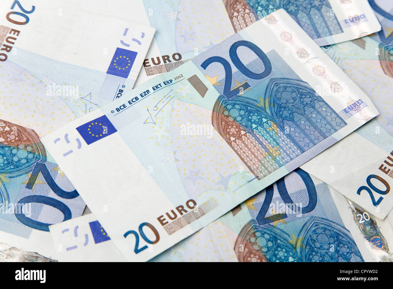 Venti banconote in euro Foto Stock