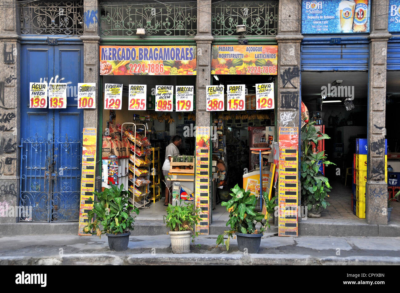 Negozio di alimentari , Lapa, Rio de Janeiro , Brasile Foto Stock