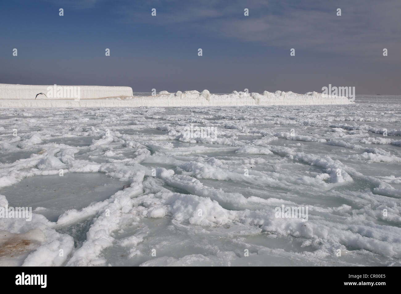 Congelati Mar Nero, un raro fenomeno, l'ultima volta si è verificata nel 1977, Odessa, Ucraina, Europa orientale Foto Stock