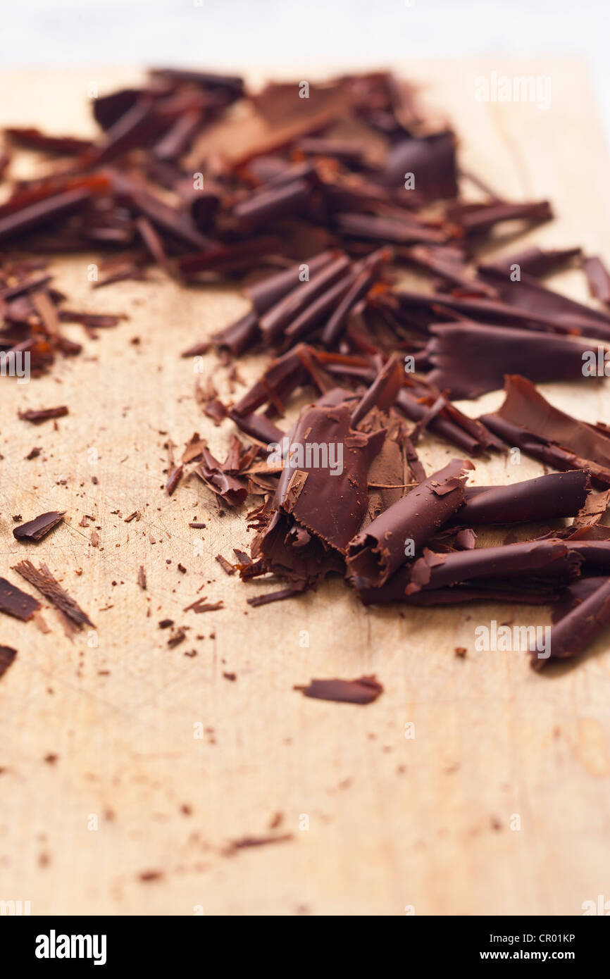 Close up di scaglie di cioccolato Foto Stock