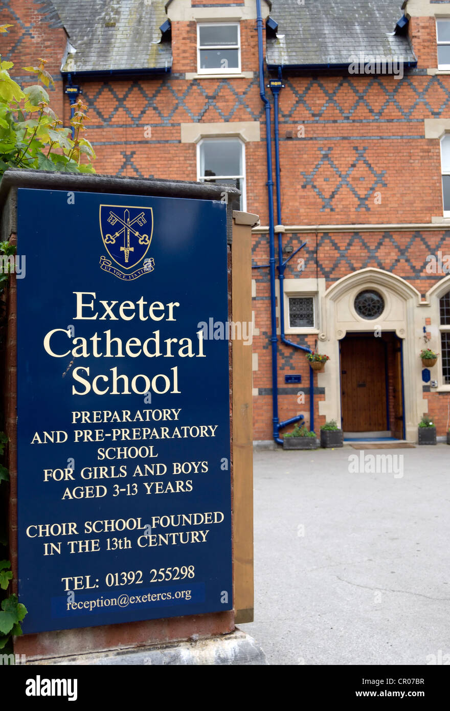 Ingresso alla Cattedrale di Exeter Scuola privata scuola prep in Exeter Devon, Inghilterra Foto Stock