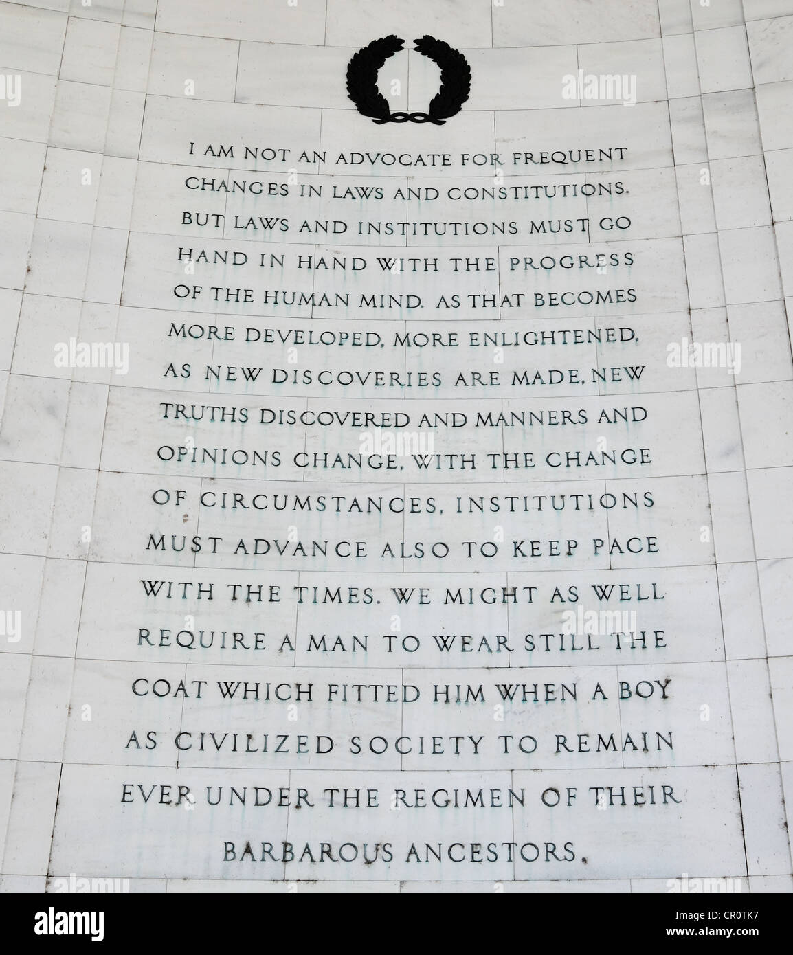 Da Jefferson a Kercheval - iscrizione sul quadrante sud-est del Jefferson Memorial di Washington DC. Foto Stock