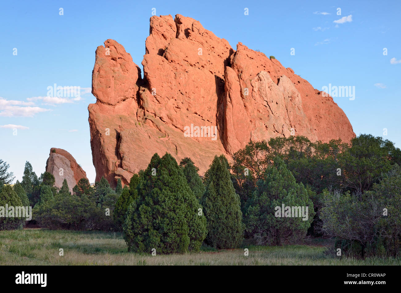 Cancello Sud Rock, Giardino degli dèi, pietra arenaria rossa, Colorado Springs, Colorado, STATI UNITI D'AMERICA Foto Stock