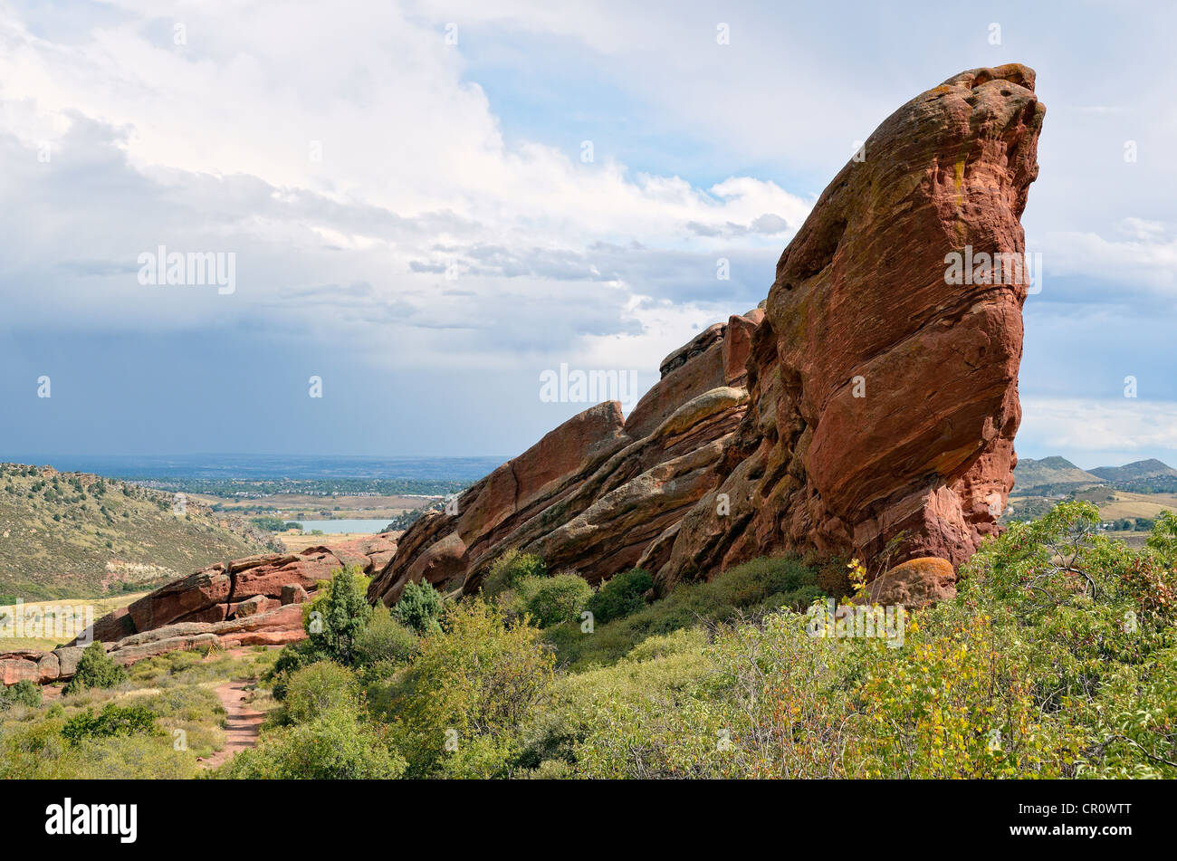 Iceberg Rock, rosso rocce di arenaria, Red Rocks Parco, Denver, Colorado, STATI UNITI D'AMERICA Foto Stock
