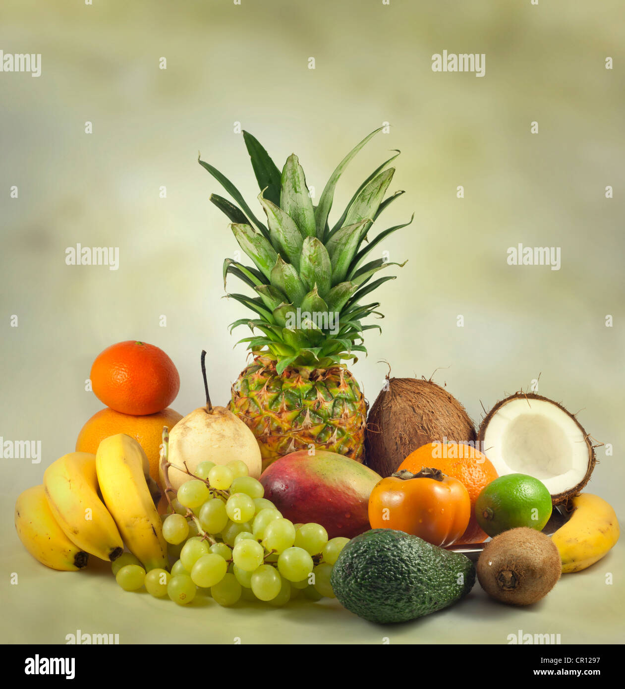 Esotici e frutti tropicali grunge still life Foto Stock