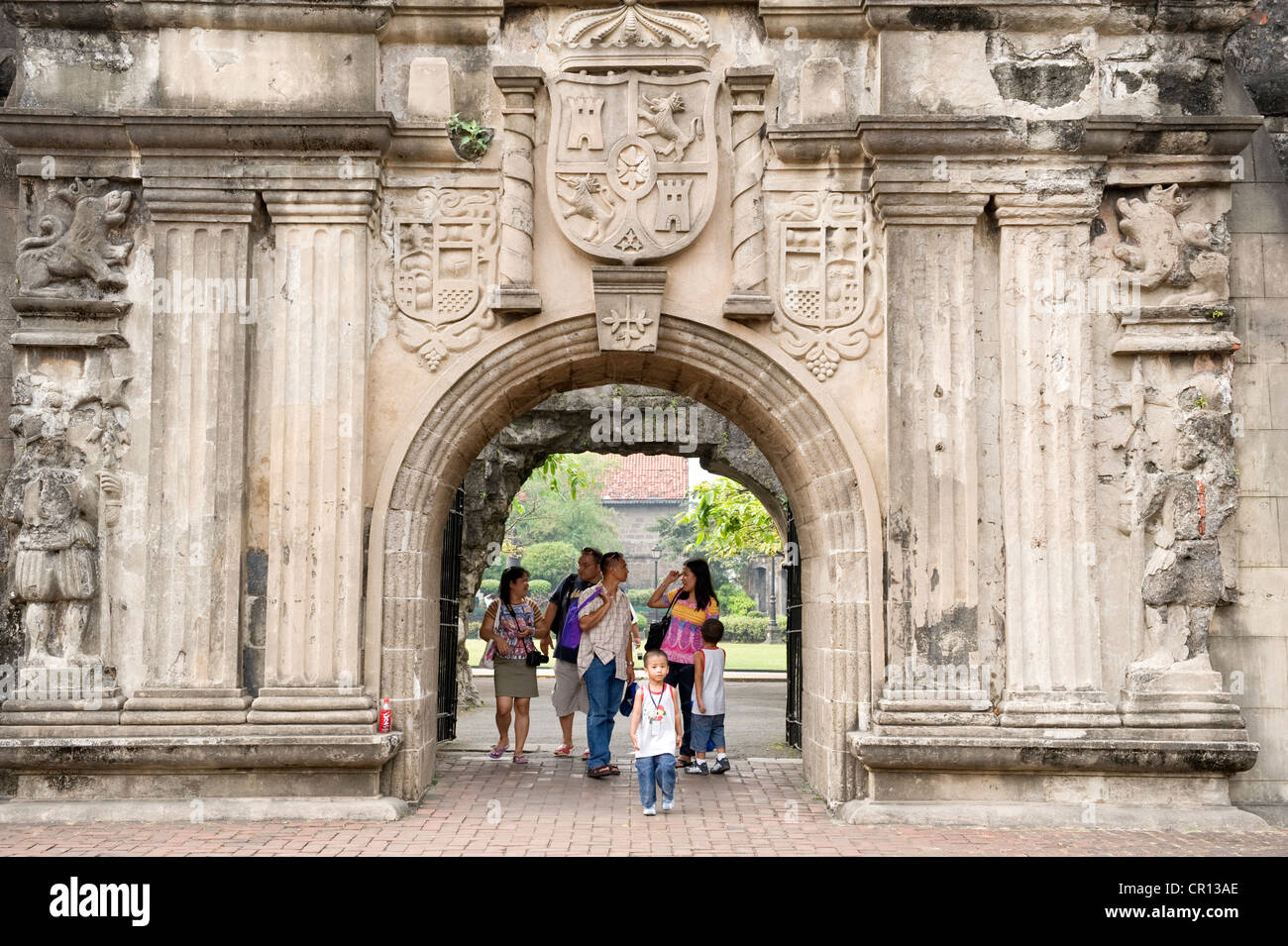 Filippine, isola di Luzon, Manila, storico quartiere di Intramuros, Forte Santiago, medievale alte mura Foto Stock