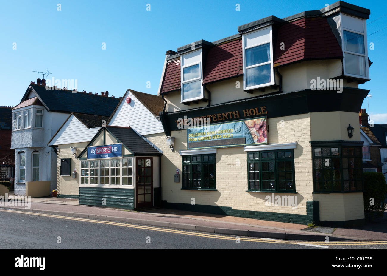 Il diciannovesimo foro casa pubblica in Broadstairs Kent. Foto Stock