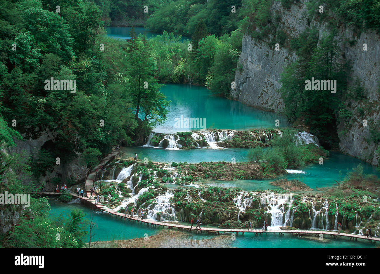 Croazia, il Parco Nazionale dei Laghi di Plitvice Patrimonio Mondiale dell'UNESCO, i laghi inferiori Foto Stock