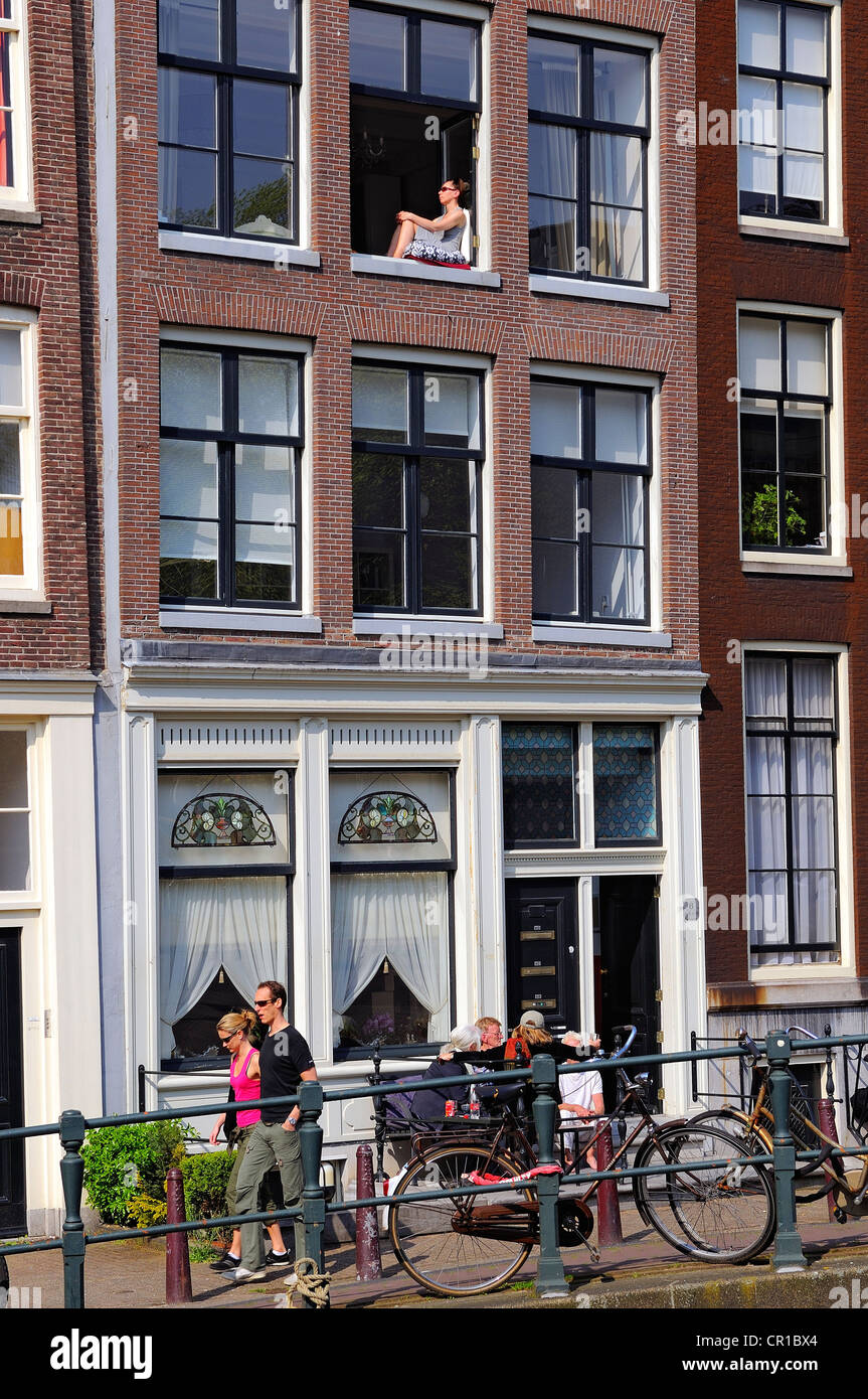 Paesi Bassi, Amsterdam, facciata di un edificio Foto Stock