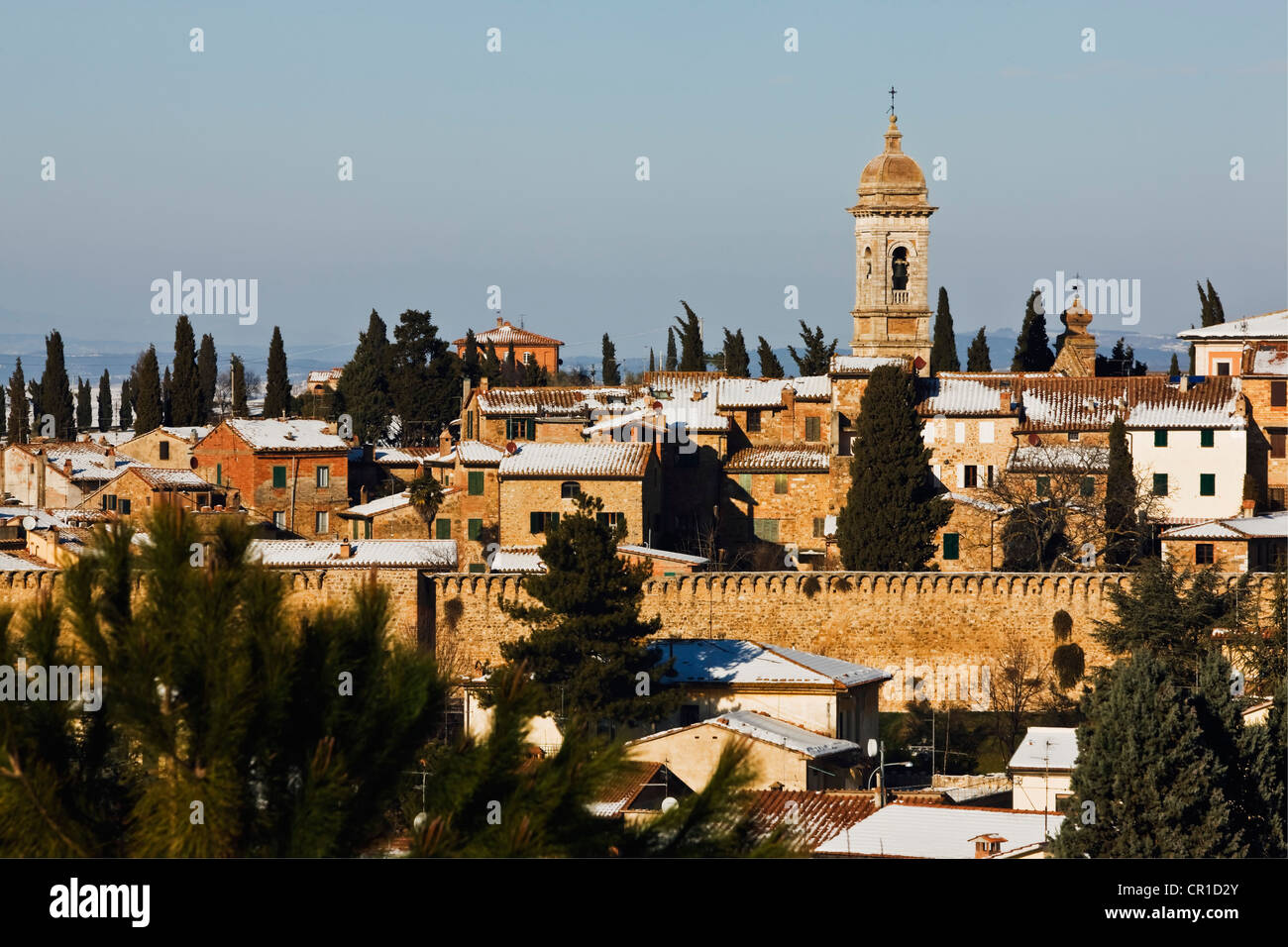 San Quirico in inverno, Val d'Orcia, Toscana, Italia, Europa Foto Stock