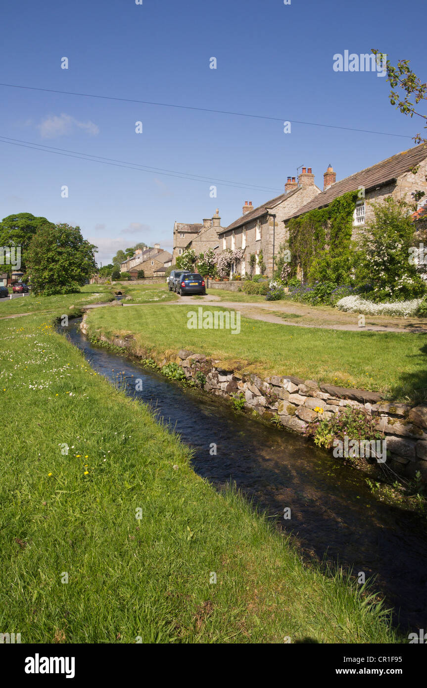 Bellerby villaggio vicino Leyburn, Wensleydale. Un angolo di verde villaggio. North Yorkshire Foto Stock
