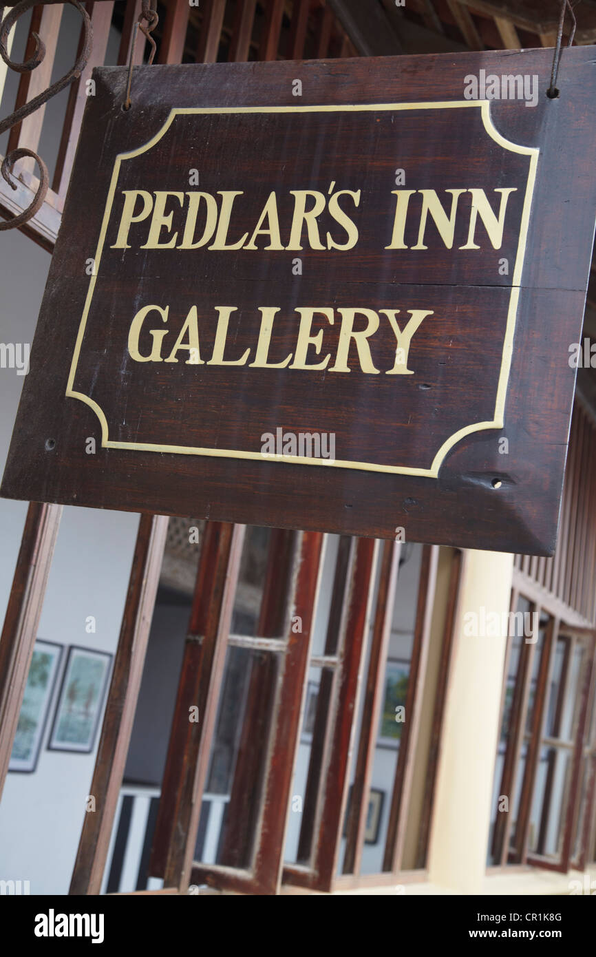 Peddler's Inn Gallery segno, Galle, sud della provincia, Sri Lanka Foto Stock