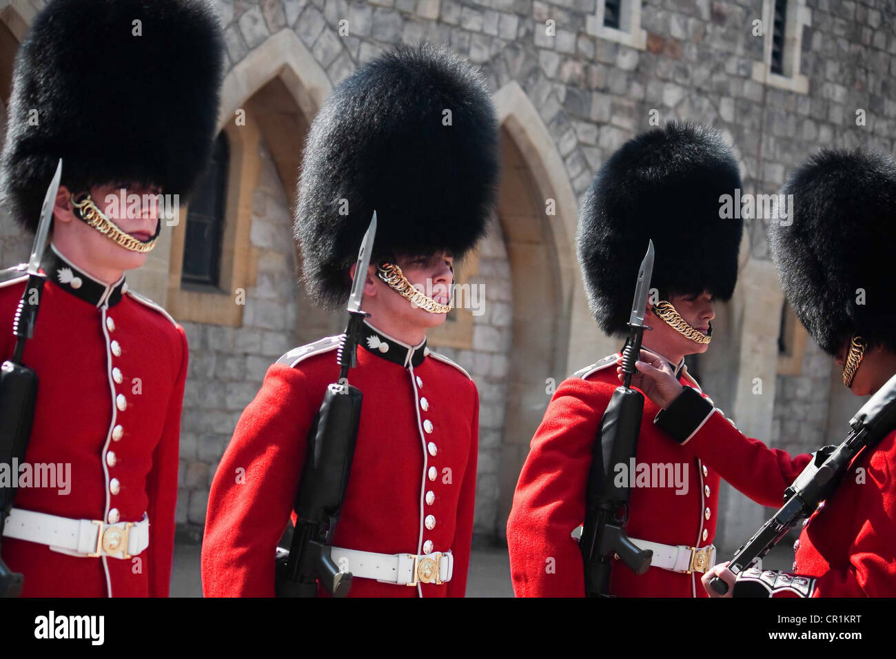 Cambio di guardia cambia, il Castello di Windsor, Aprile 2011 Foto Stock